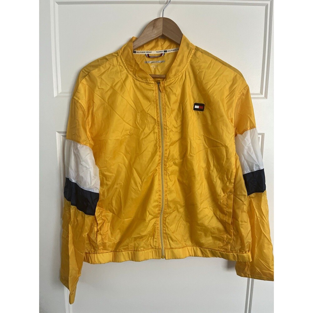 Tommy Hilfiger Sport Women's Windbreaker Jacket Yellow Colorblock Size S Logo